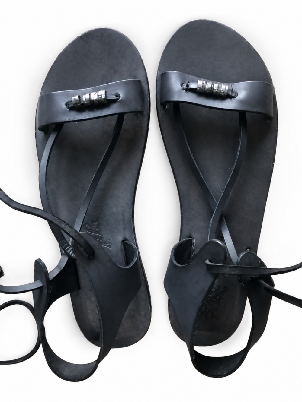 Free People Bryn Marr Black Leather Lace Up Gladiator Sandals Sz 40 / 9.5 EUC